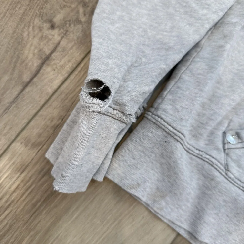 True Religion Distressed Light Gray Full Zip Hoodie Adult Size XL Streetwear